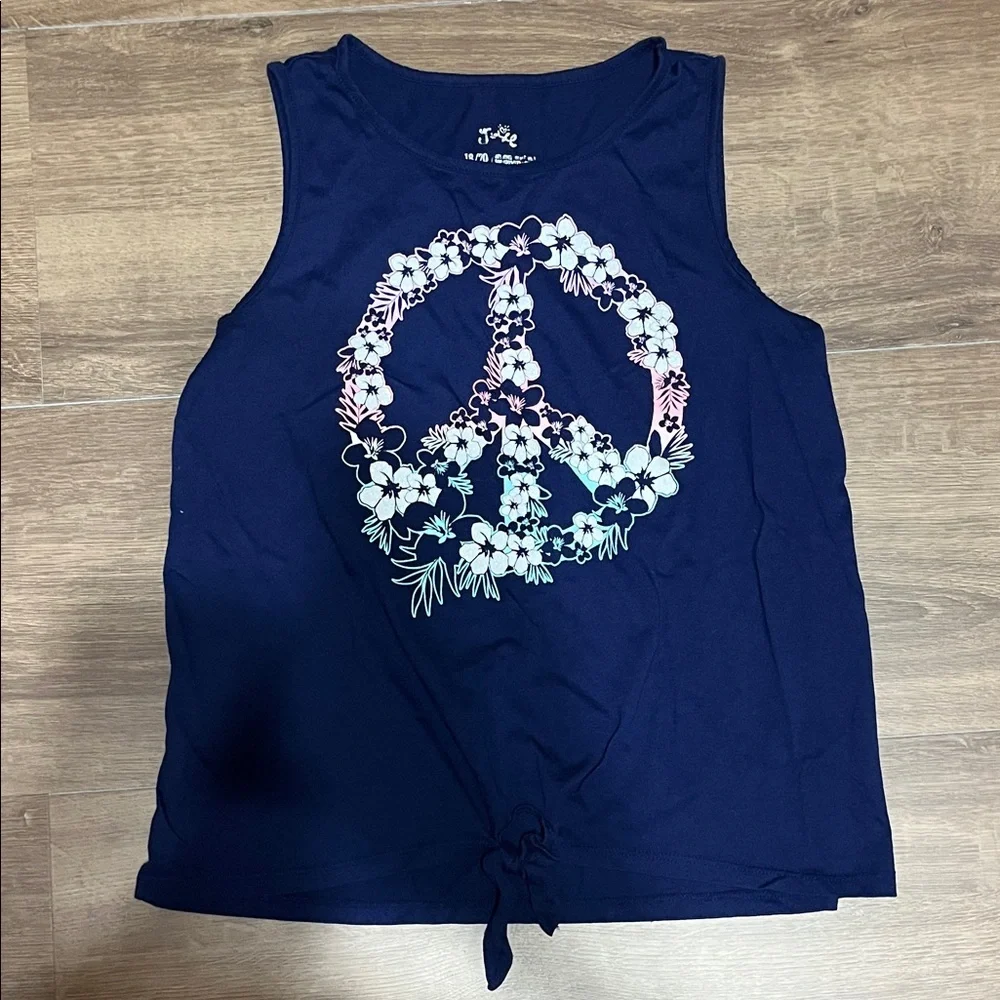 Justice Navy Floral Graphic Tank Top